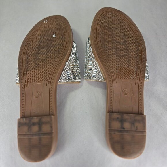 Bebe Women's Pave Rhinestone Slide Sandal - Picture 5 of 6